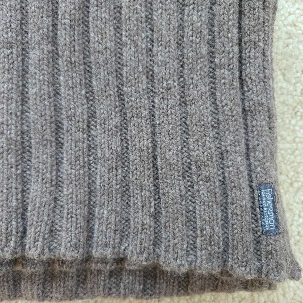 Brown Ribbed Lambswool Scarf made in Ireland - Picture 2 of 9